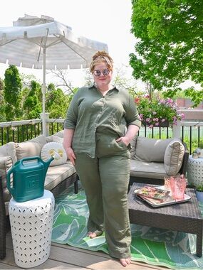 Ulla Popken Green Linen Shirt